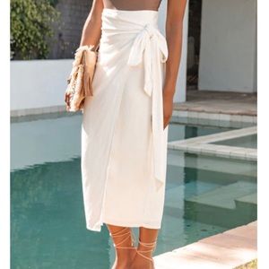 Shelly Linen Blend Wrap Midi Skirt